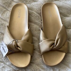 J. Crew Women's Gold Knot Slide Sandals